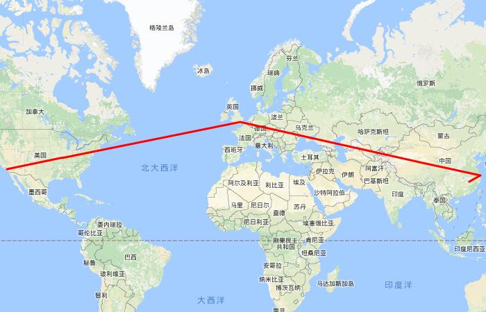 訪問繞路歐洲然后到達(dá)東海岸