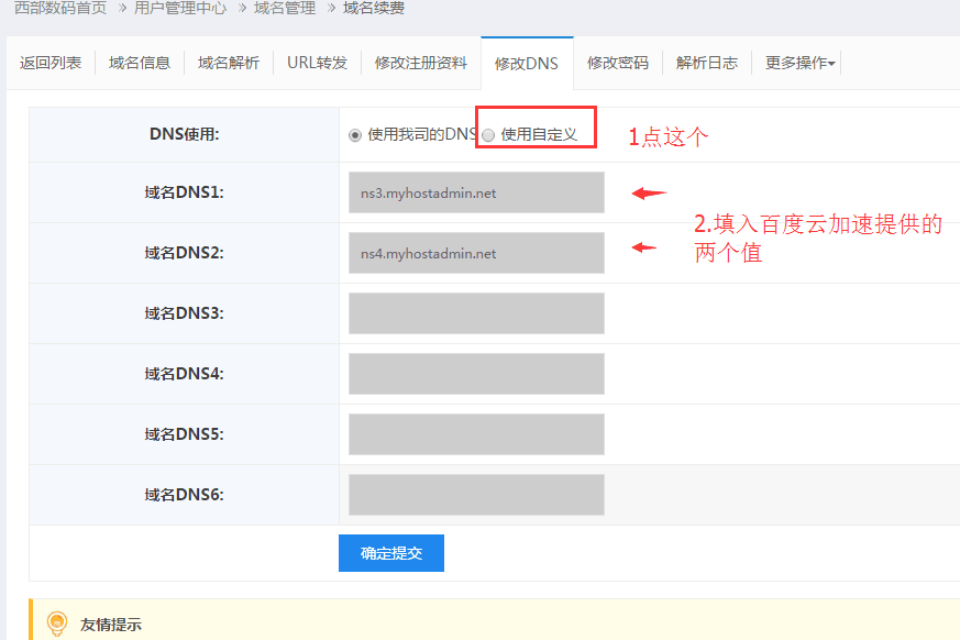 在自定義dns中，填入新的dns值